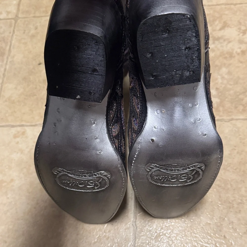 J.B. Dillon Embroidered Western Boots with Metallic Glitter Inlay Statement Co - Picture 9 of 10